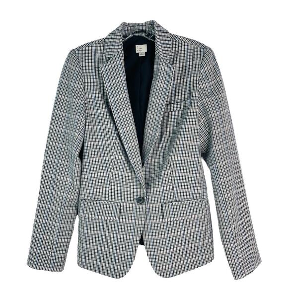 a new day Jackets & Blazers - NEW A New Day blue grey white pink check plaid preppy academia blazer 2